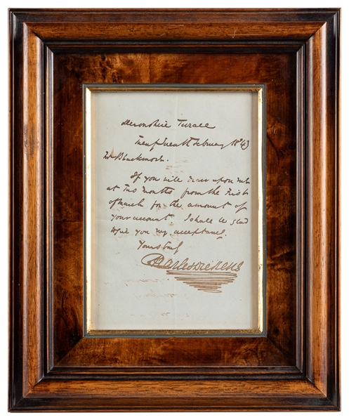  DICKENS, Charles (1812-1870). Autograph Note Signed. Devons...