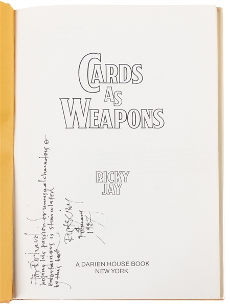  JAY, Ricky (1946-2018). Cards as Weapons. New York: Darien ...