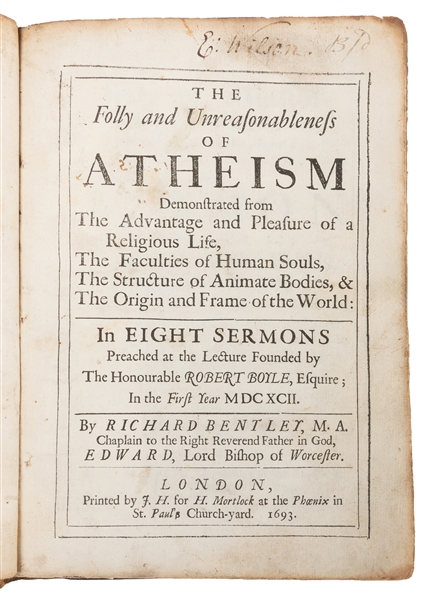  [RELIGION]. BENTLEY, Richard (1662-1742). The Folly and Unr...