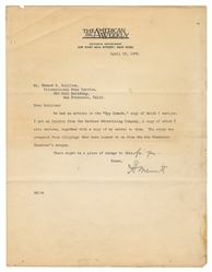  MERRITT, A[braham] (1884-1943). Typed Letter Signed. April ...