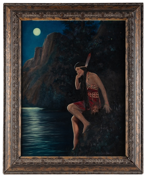  BASABÉ, Bertram Dorien (b. 1868). Moonlit Indian Maiden. [C...