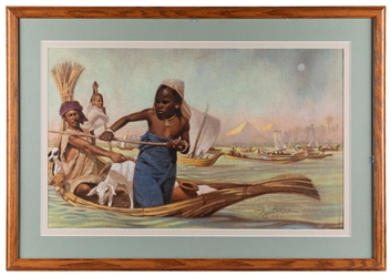  COOPER, Floyd (1956-2021). Egyptians on the Nile in Boats f...