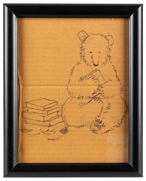  LA MARCHE, Jim. Drawing of a Bear Reading a Book in a Simil...