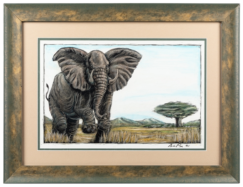  PINKNEY, Brian (b. 1961). “The mighty elephant stamped his ...