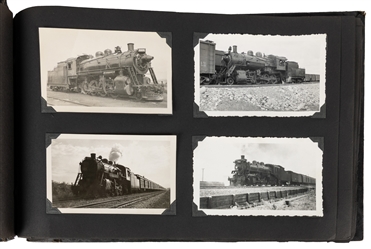  [RAILROADIANA]. Scrapbook of locomotive snapshots, mainly C...