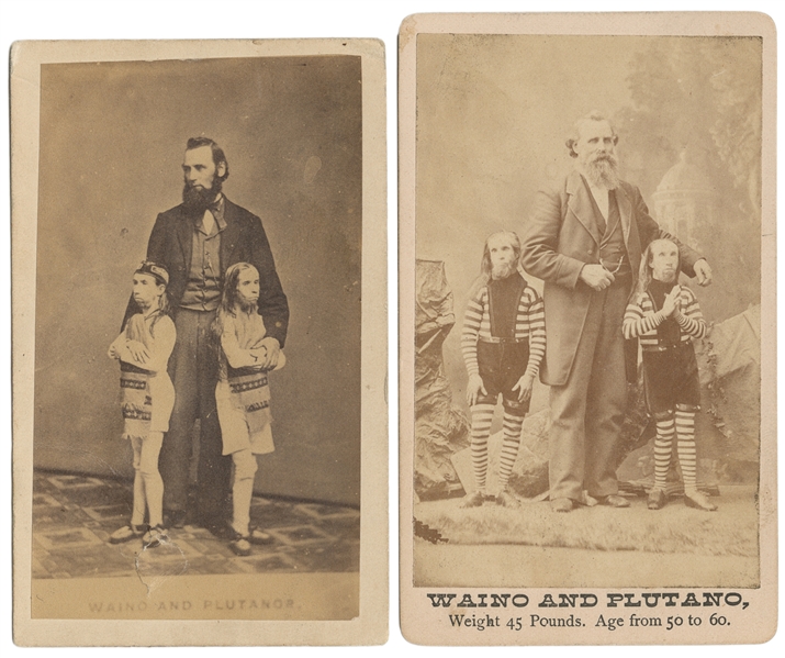 Wild Men of Borneo, Waino and Plutano / Two CDVs. Circa 185...