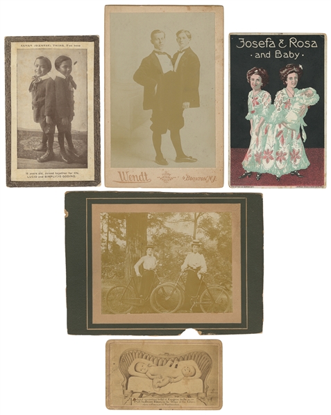 Five Pieces of Conjoined Twin Ephemera. V.p., 1880s–1910s. ...