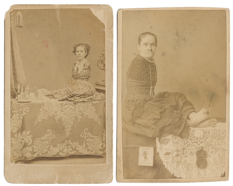 LEAK, Ann E. (1839–1899). Two Signed Photos of Ann E. Leak,...