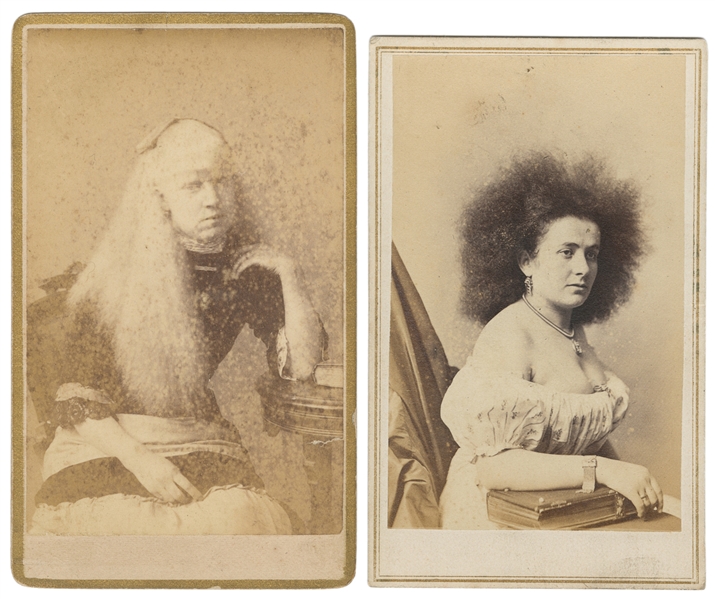 Two Sideshow CDVs / Circassian and Albino Women. V.p., ca 1...