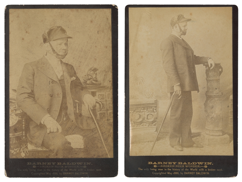 Barney Baldwin, Broken Neck Wonder / Pair of Cabinet Photos...