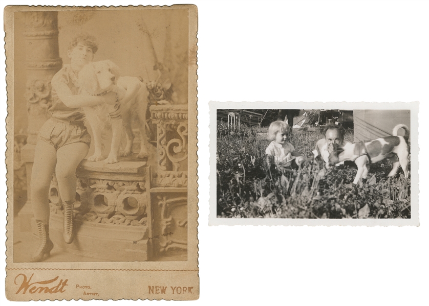 Circus Performer with Dog. New York: Wendt, ca 1880s. Cabin...