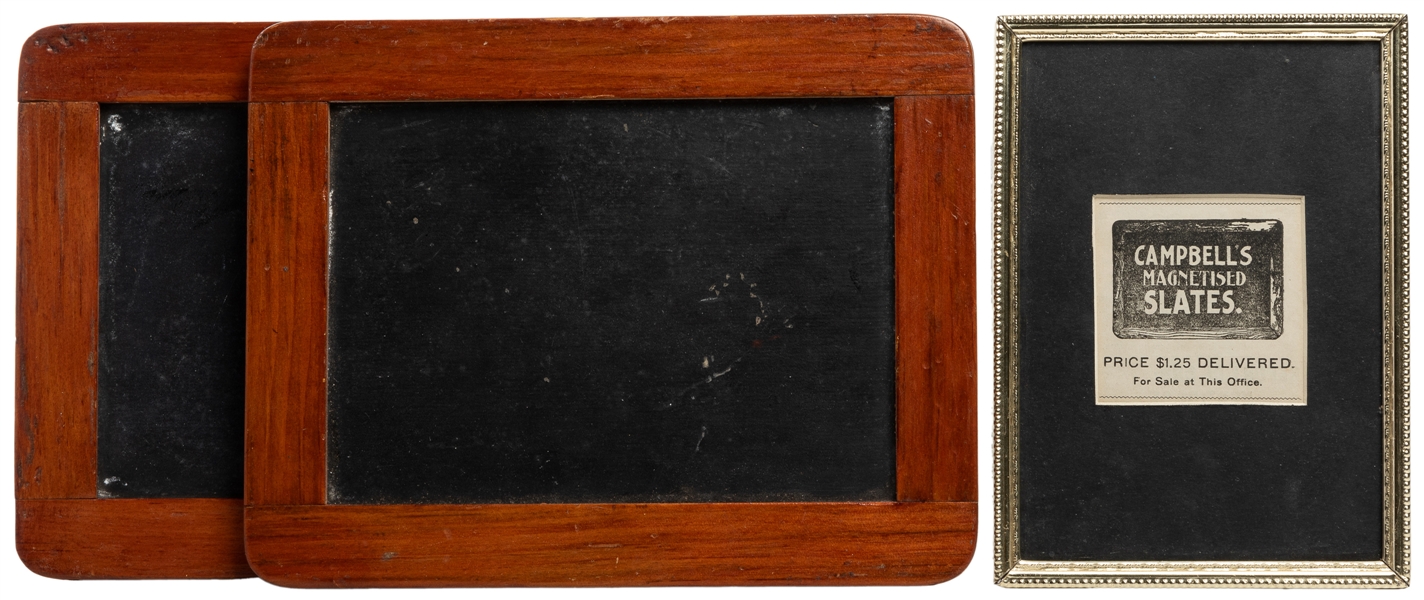 Pair of Writing Slates with Magnetized Slate Advertisement....