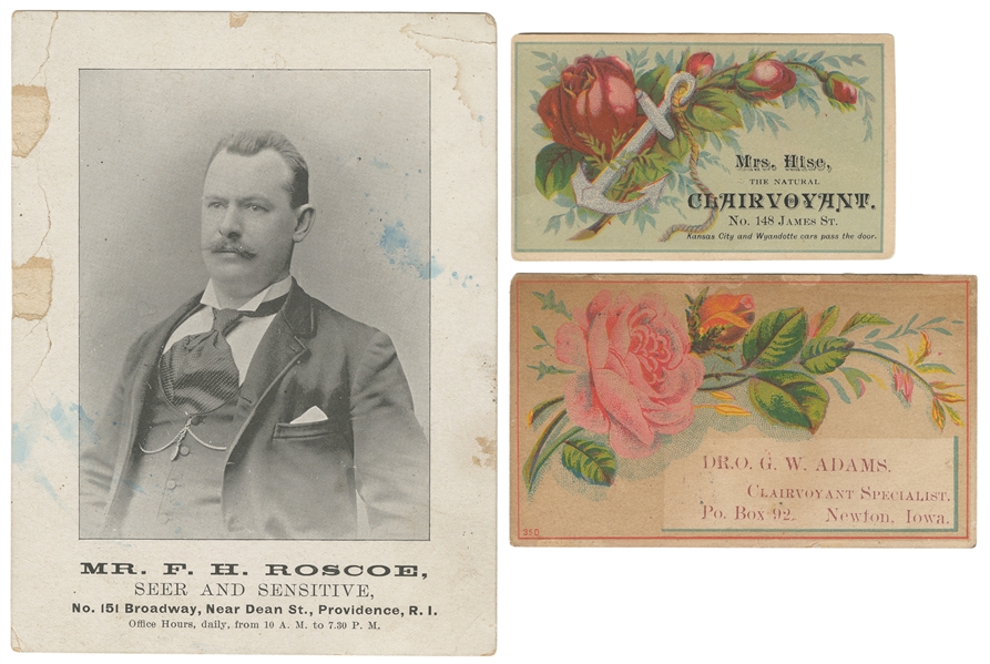 Three Clairvoyants Trade Cards. Circa 19th century. Group o...