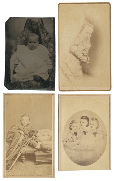 Group of Four Postmortem and Spirit Photos of Children. V.p...