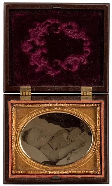 Postmortem Mourning Cased Tintype of a Child. 