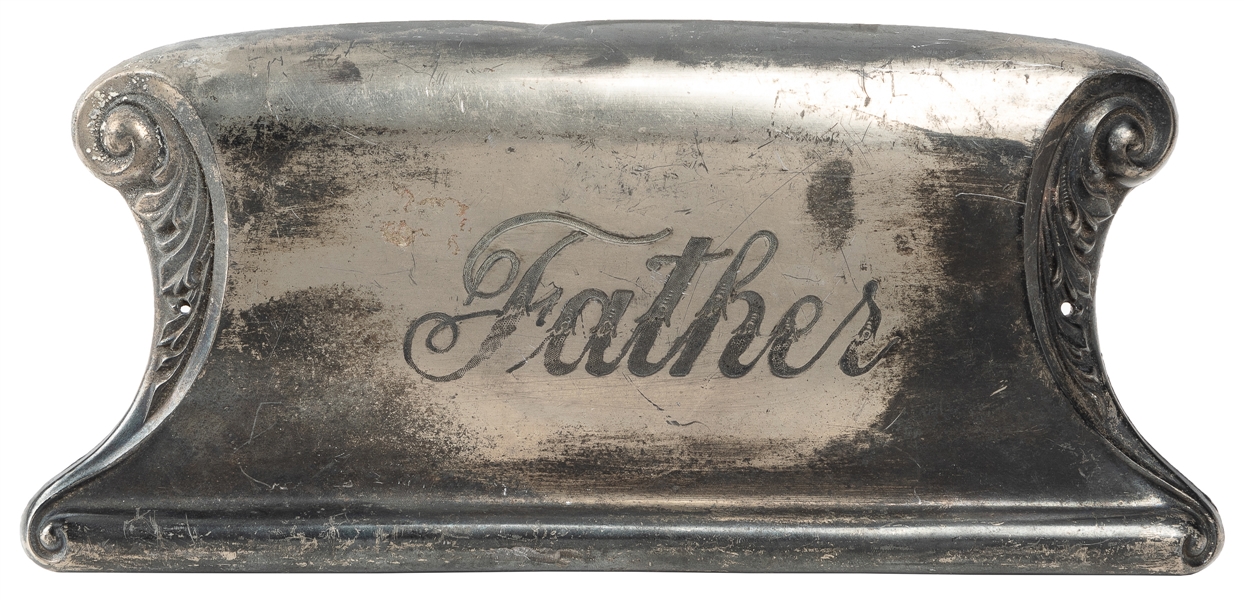 “Father" Casket Plaque. C & B MFG. Co. [136], ca. 1920s. Ca...