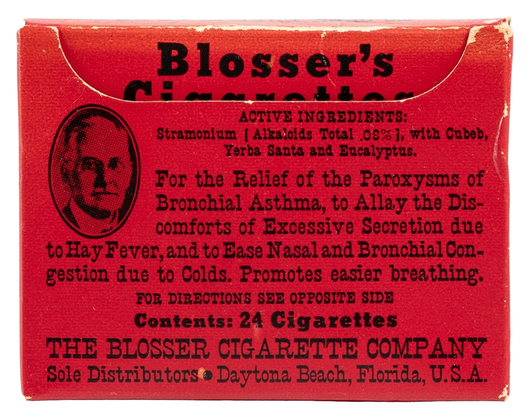 [QUACK MEDICINE]. Blossers Cigarettes. [Atlanta, ca. 1900s...