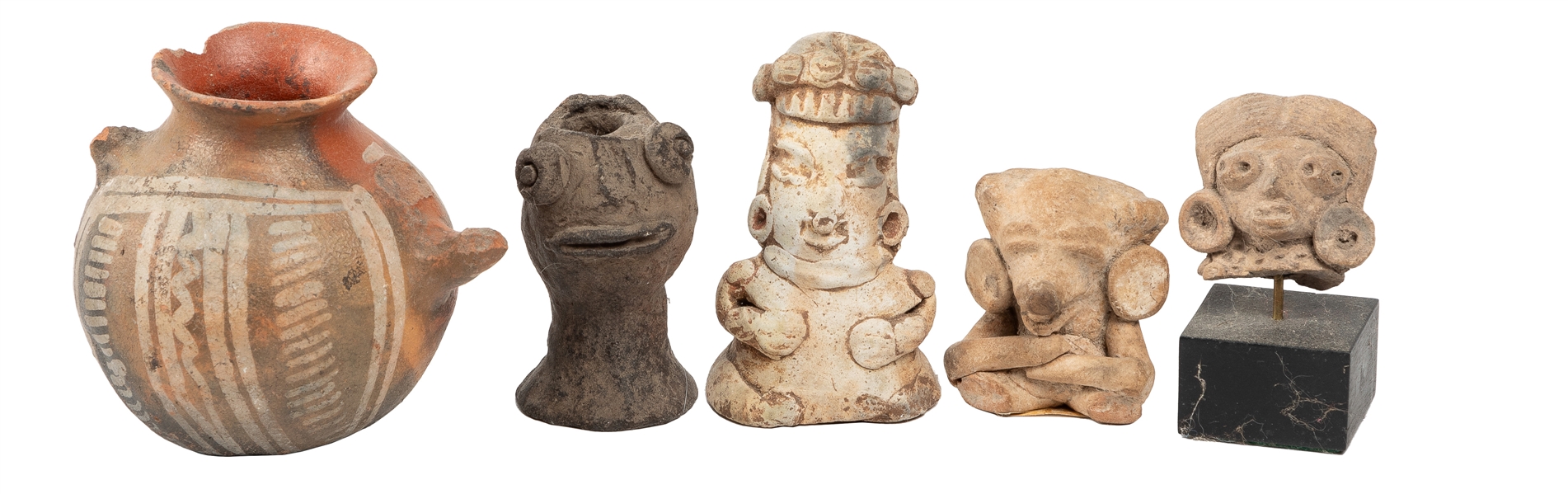 Five Pre-Columbian Mesoamerican Figures and Vessels. Circa ...