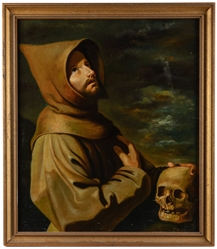 AFTER ZURBARAN, Francisco de. St. Francis in Ecstasy. Oil o...