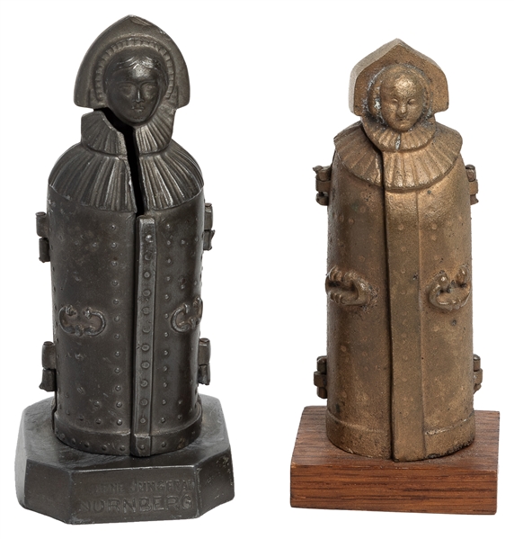 [TORTURE]. Pair of Iron Maiden Torture Chamber Figurines. T...