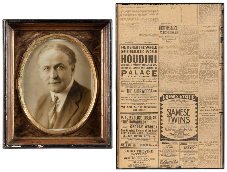 HOUDINI, Harry (Erik Weisz, 1874 – 1926). Portrait Photogra...