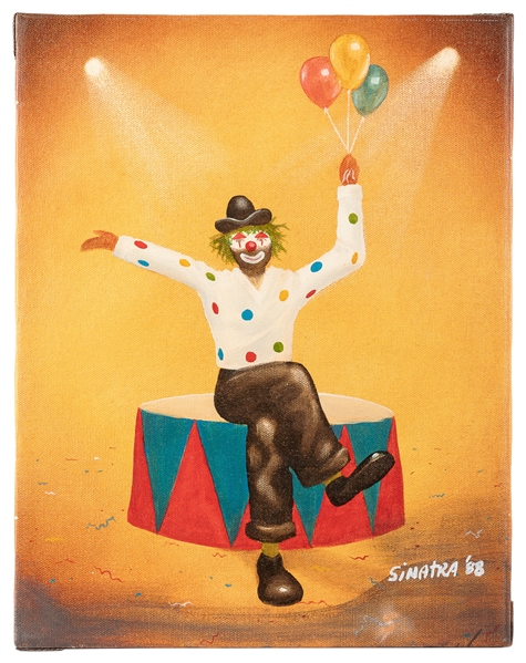 SINATRA, Frank (1915–1998). Signed Painting of a Clown. 198...