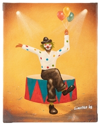 SINATRA, Frank (1915–1998). Signed Painting of a Clown. 198...