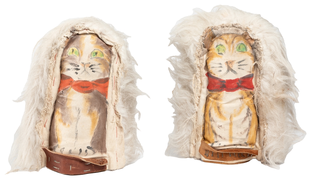 Pair of Cat Carnival Knockdown Figures. Mid-20th century. T...