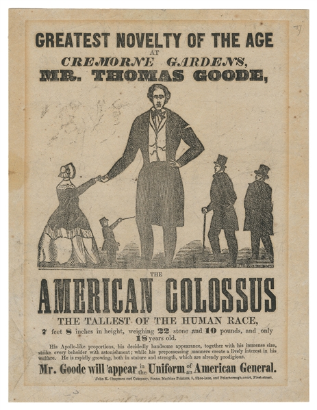 [GIANT]. GOODE, Thomas. The American Colossus. The Tallest ...