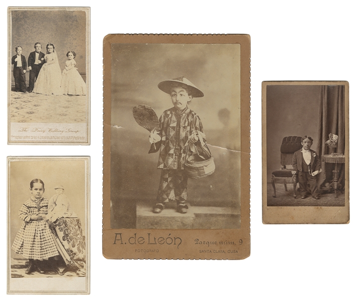 [SIDESHOW & ODDITIES]. Group of 3 CDVs and a Cabinet Card. ...