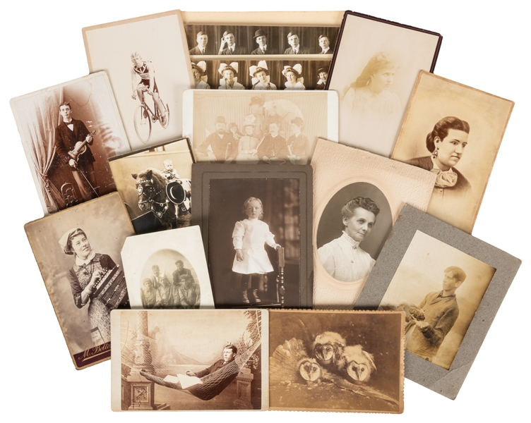 Group of 27 Cabinet Cards, RPPCs, and Antique Photographs. ...