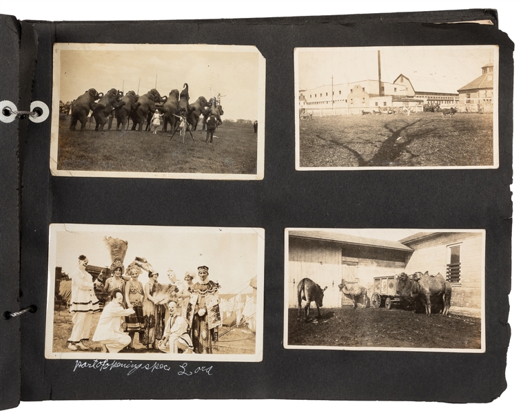 [CIRCUS]. Large Scrapbook of Golden Age Circus Snapshots. A...