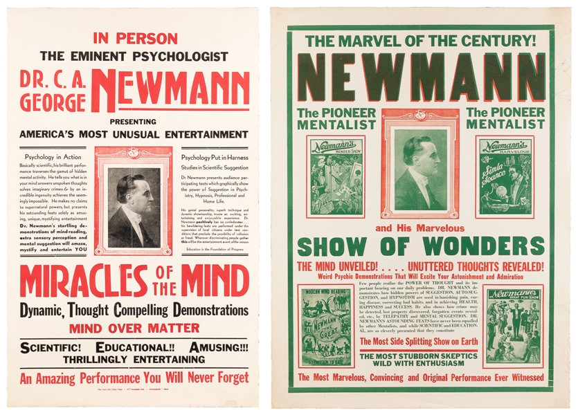 NEWMANN, C.A. George (1880 – 1952). Two Magic Posters. Minn...