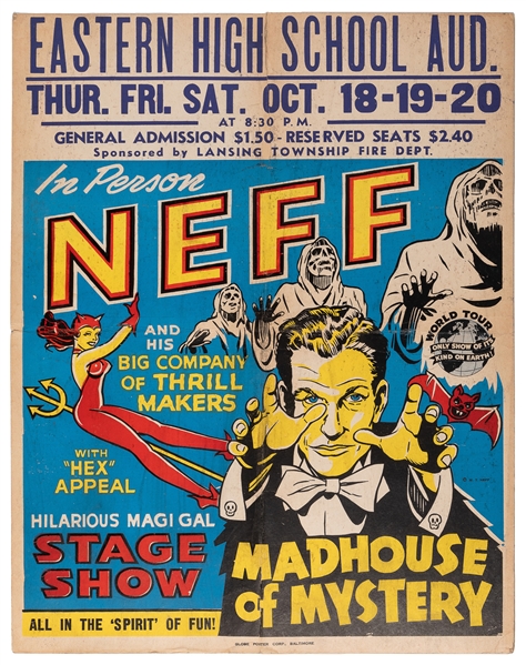 NEFF, Bill (1905–1967). Neff / Madhouse of Mystery. Baltimo...