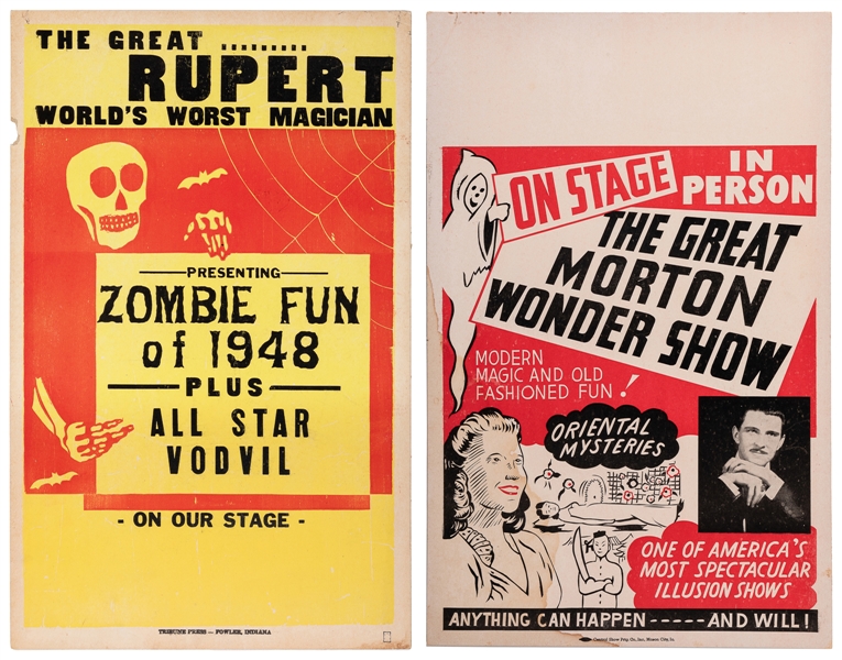 Two Spook Show and Magic Window Cards. Circa 1940s. Window ...