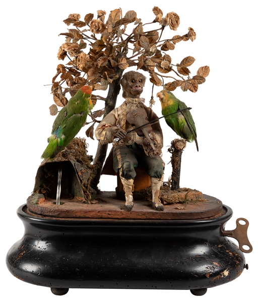 [AUTOMATON]. Monkey Performer Automaton. Wind-up music box ...