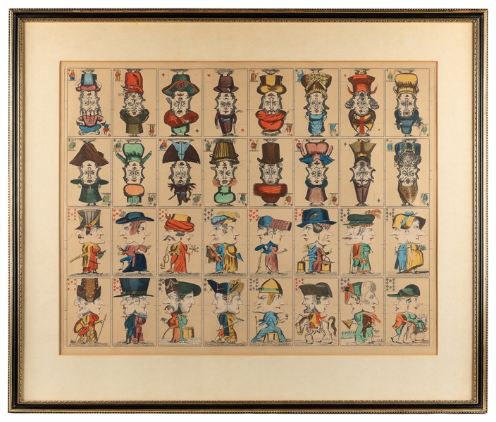 Jeu Grotesque / Uncut French Card Game Sheet. [Paris], ca. ...