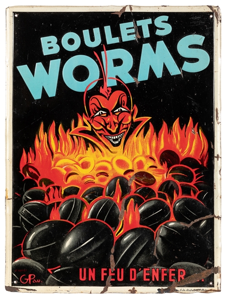 Boulets Worms / Un Feu dEnfer. France, ca. 1920s. Lithogra...