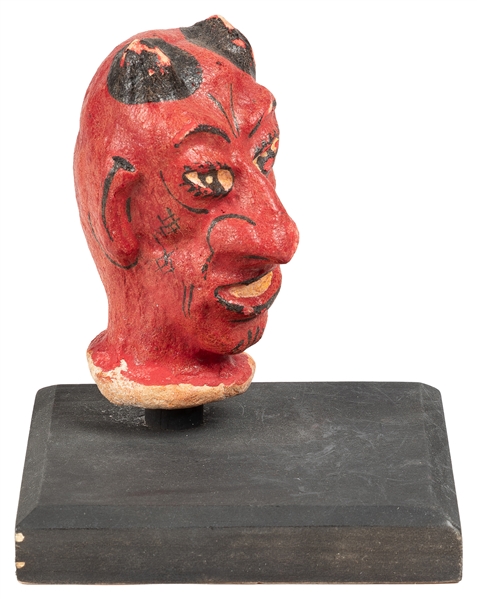 Devil Puppet Figure Head. Circa early 20th century. Painted...