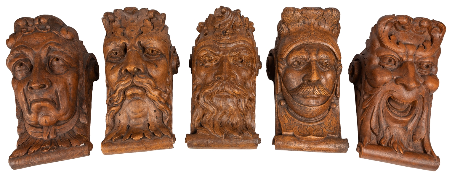 Group of 5 Wooden Nickel Architectural Corbels. 1978/79. Fi...