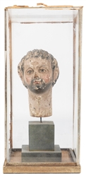 Polychrome Saints Head. [Spain 18th century?]. Carved and ...