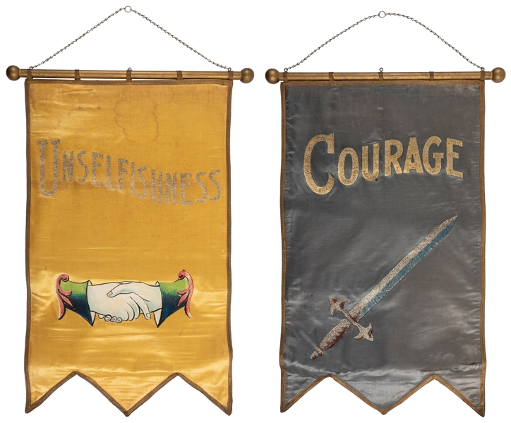 Pair of Masonic Hanging Banners. Circa early 20th century. ...