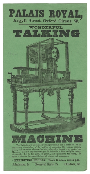 [AUTOMATA]. Wonderful Talking Machine. [London, ca. 1844]. ...