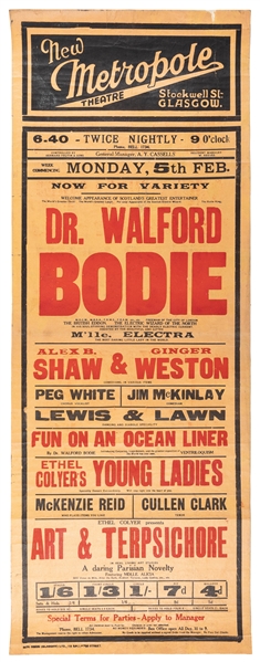 BODIE, Walford (1869 – 1939). Scotlands Greatest Entertain...