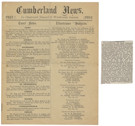 CUMBERLAND, Stuart (1857 – 1922). Cumberland News. Plymouth...