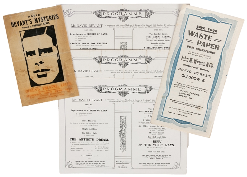 DEVANT, David (David Wighton, 1868 – 1941). Four Programmes a...