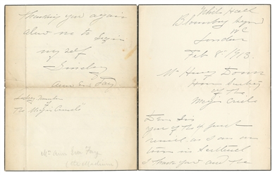 FAY, Anna Eva (1851 – 1927). Letter Accepting Membership in...