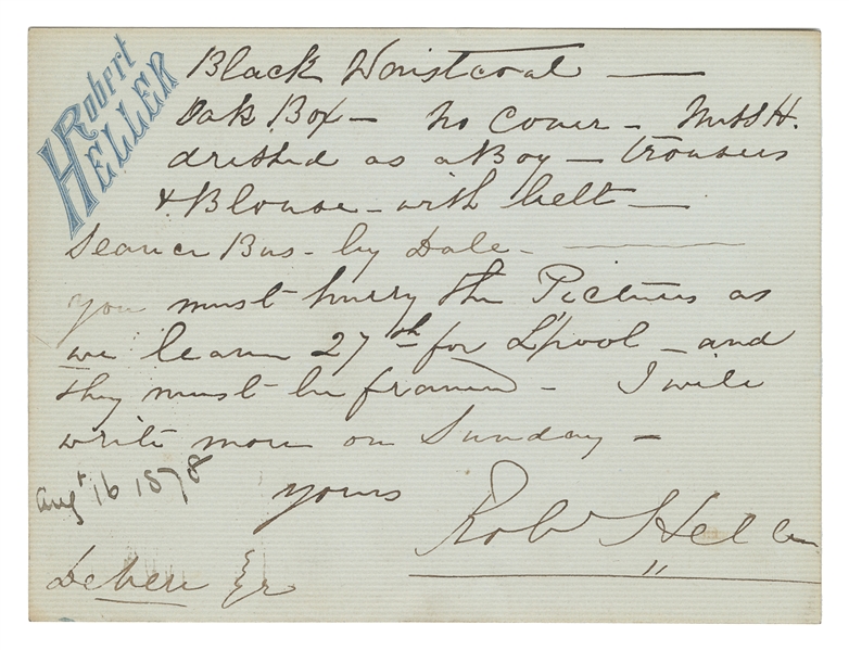 HELLER, Robert (William H. Palmer, 1829 – 78). Autographed ...