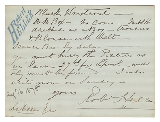 HELLER, Robert (William H. Palmer, 1829 – 78). Autographed ...