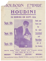 HOUDINI, Harry (Erik Weisz, 1874 – 1926). Houdini Theatrica...